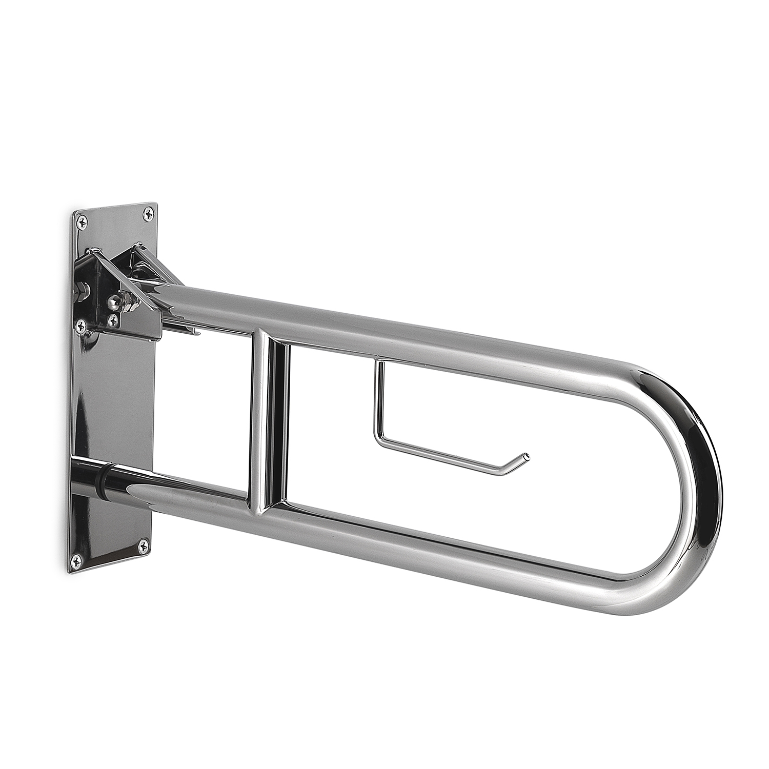 Appoggio ribaltabile con portarotolo modello Snug di Gedy - Cromato