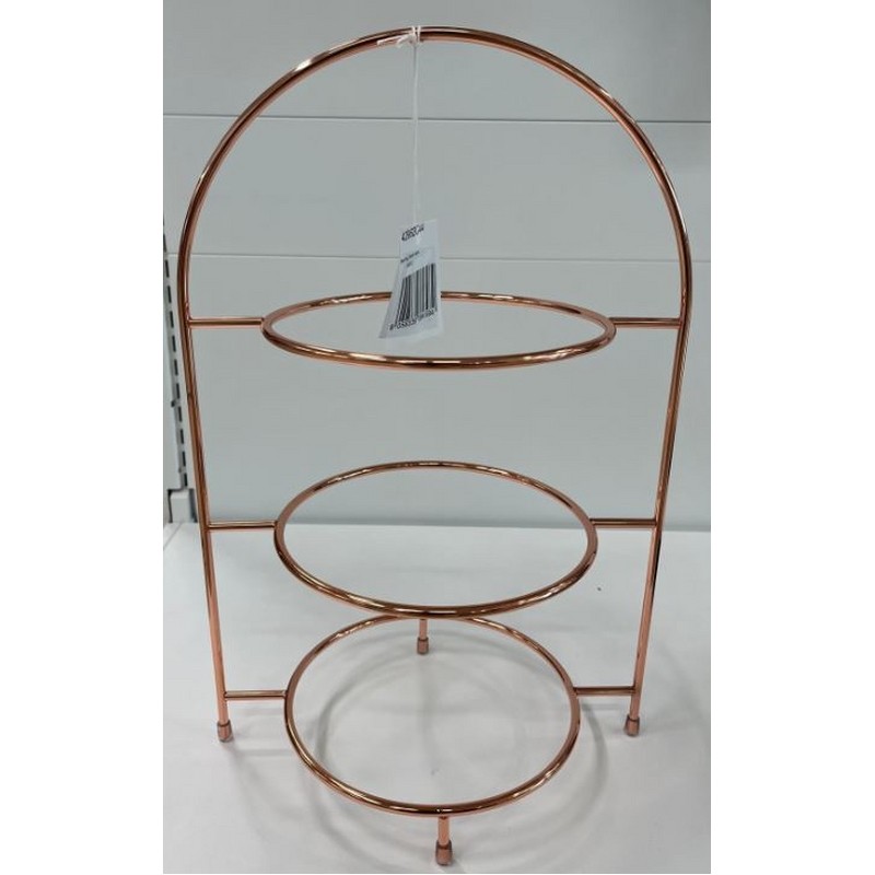 ALZATA 3 PIANI CM 29X19,5 H 43 ACCIAIO COPPER LOOK PIATTI MAX Ø CM 27 APS