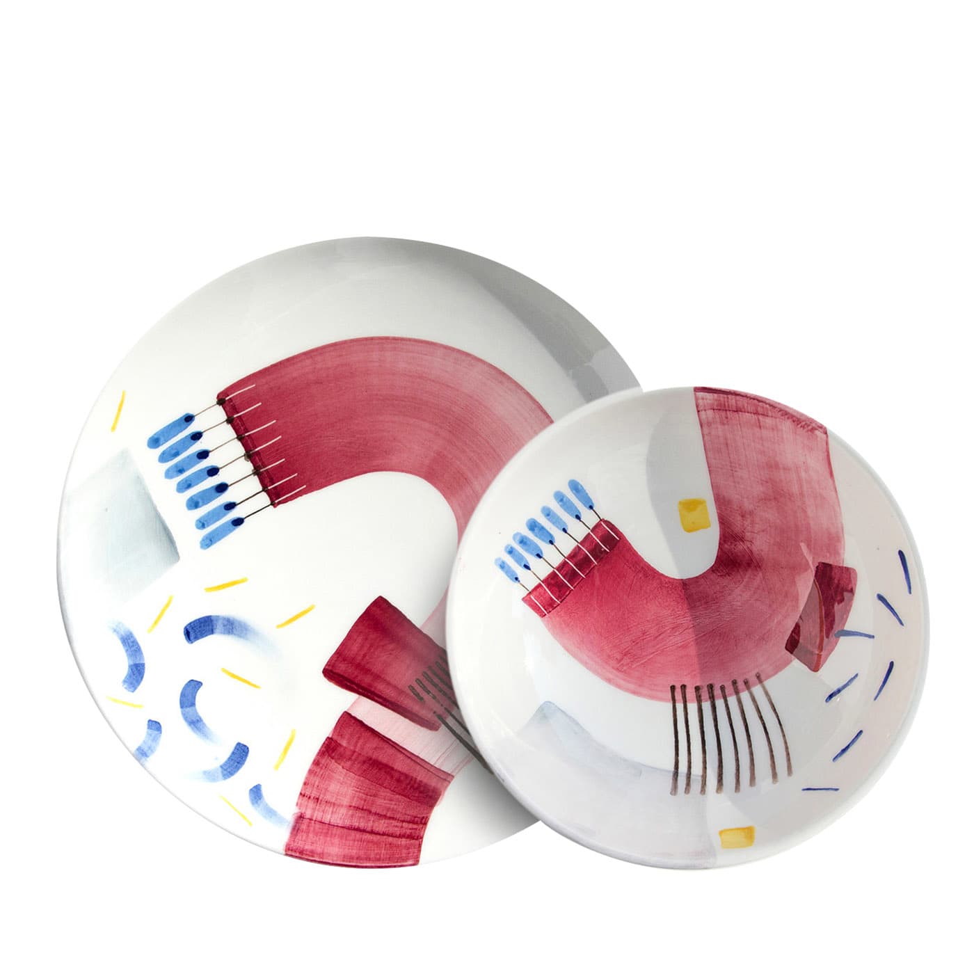 Set di 2 piatti da pranzo e da zuppa con fenicottero