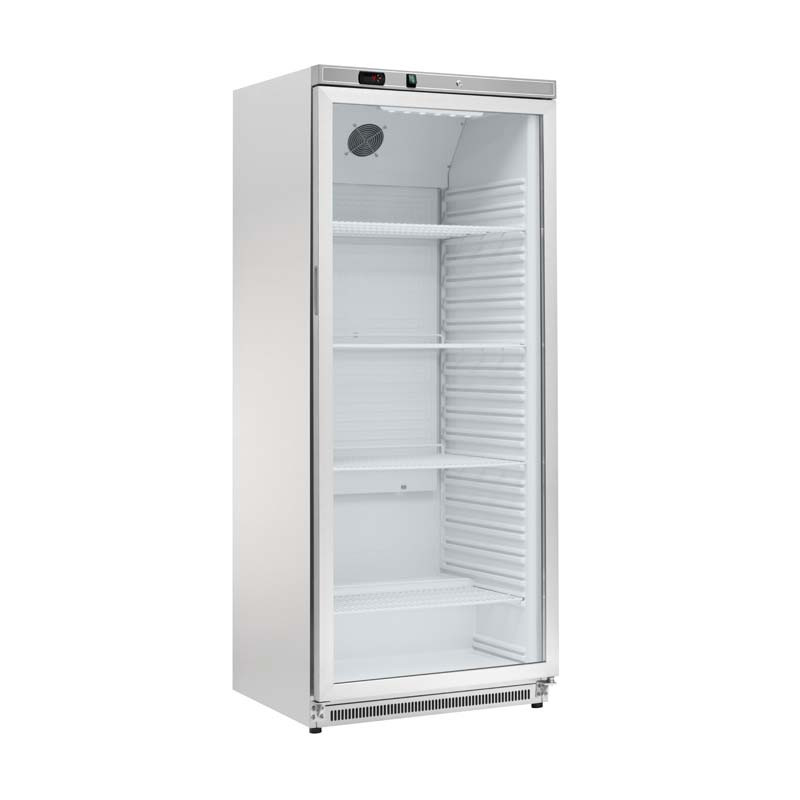 Armadio Refrigerato 580 lt • Refrigerazione statica -2°/+8°C • Porta in Vetro • Esterno in Acciaio Inox