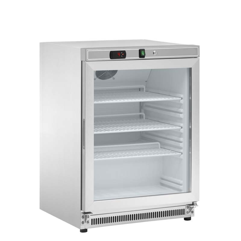 Armadio Refrigerato 140 Lt. • Refrigerazione statica. -2°/+8°C • Porta in vetro • Esterno Inox