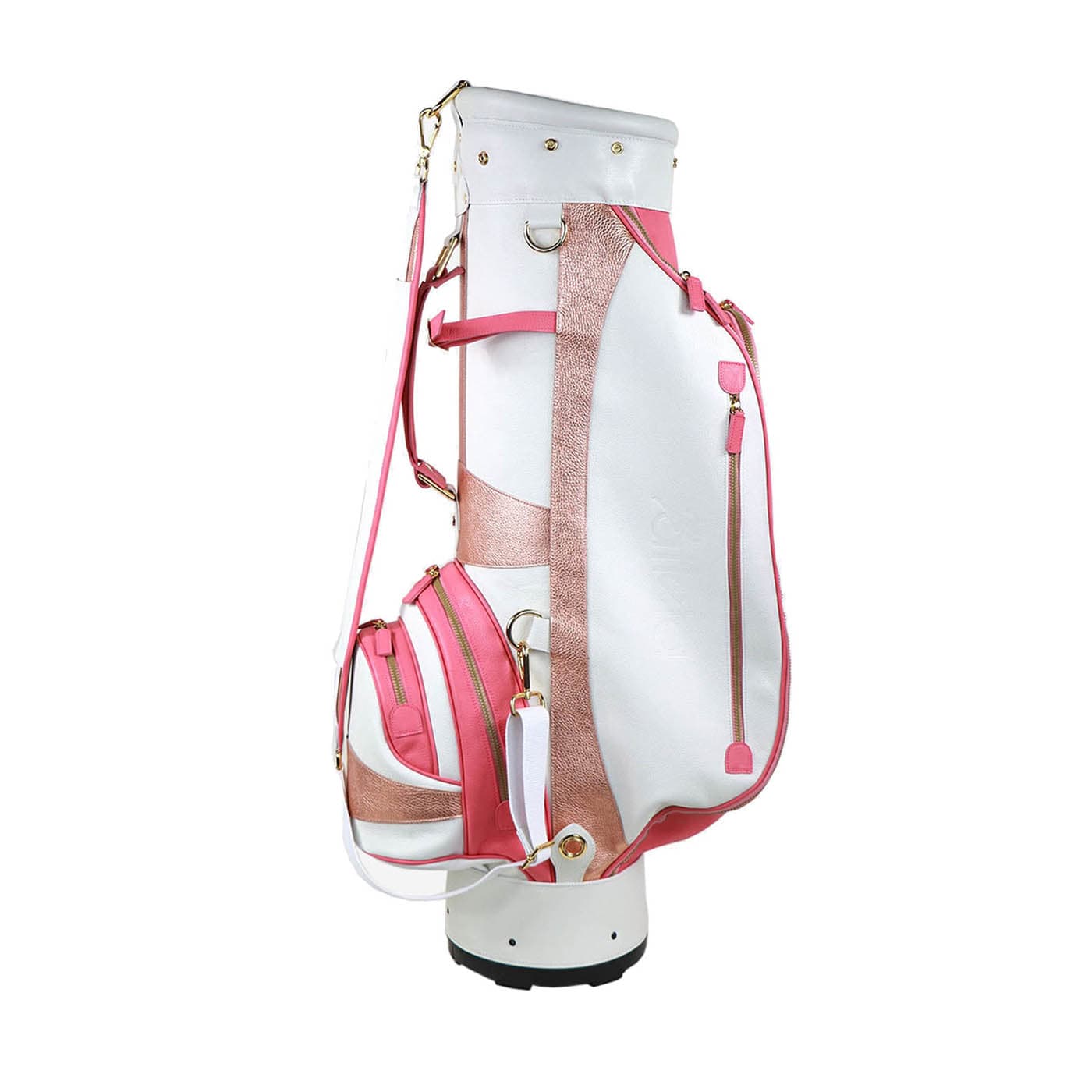 Borsa da golf Imperiale in pelle bianca e rosa
