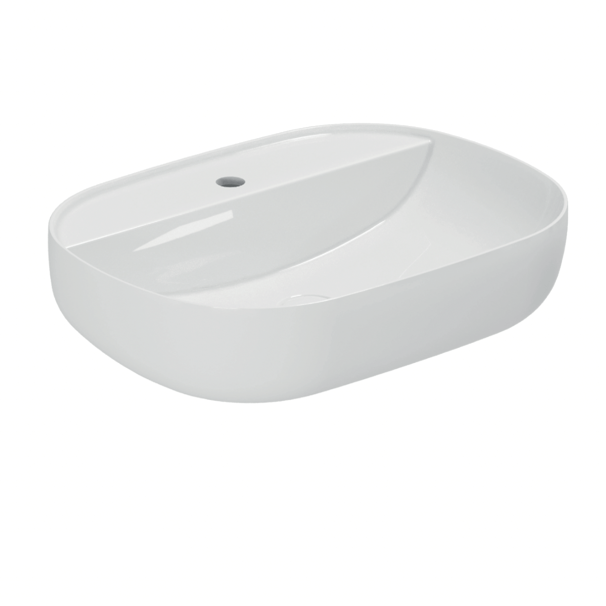 Lavabo D'Appoggio Con Foro 60x45 Cm Azzurra Ceramica "Elegance Zip" Bianco Lucido