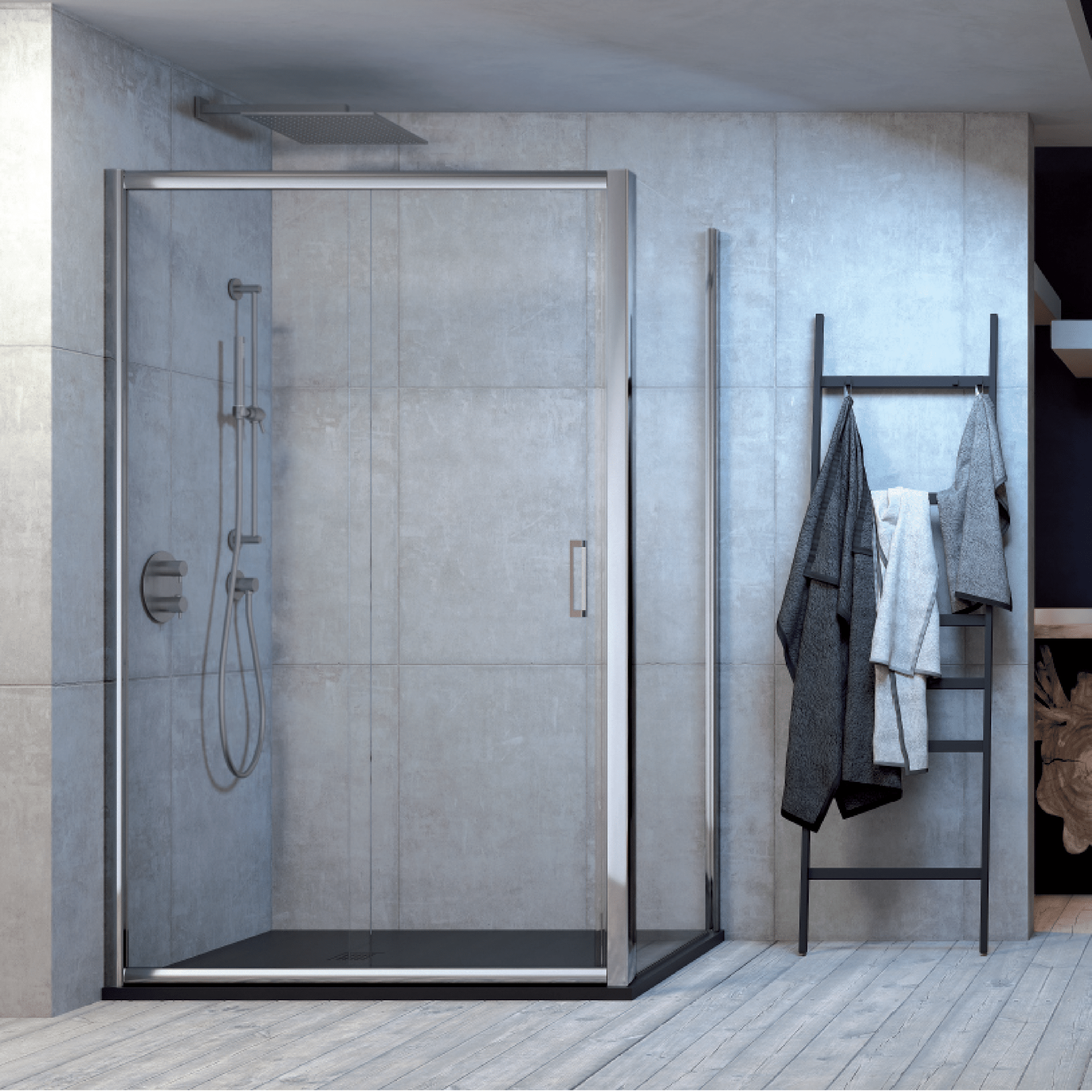 Box Doccia Angolare Scorrevole Est.92-97 Giava "Tonga" Argento Lucido/Vetro Trasparente