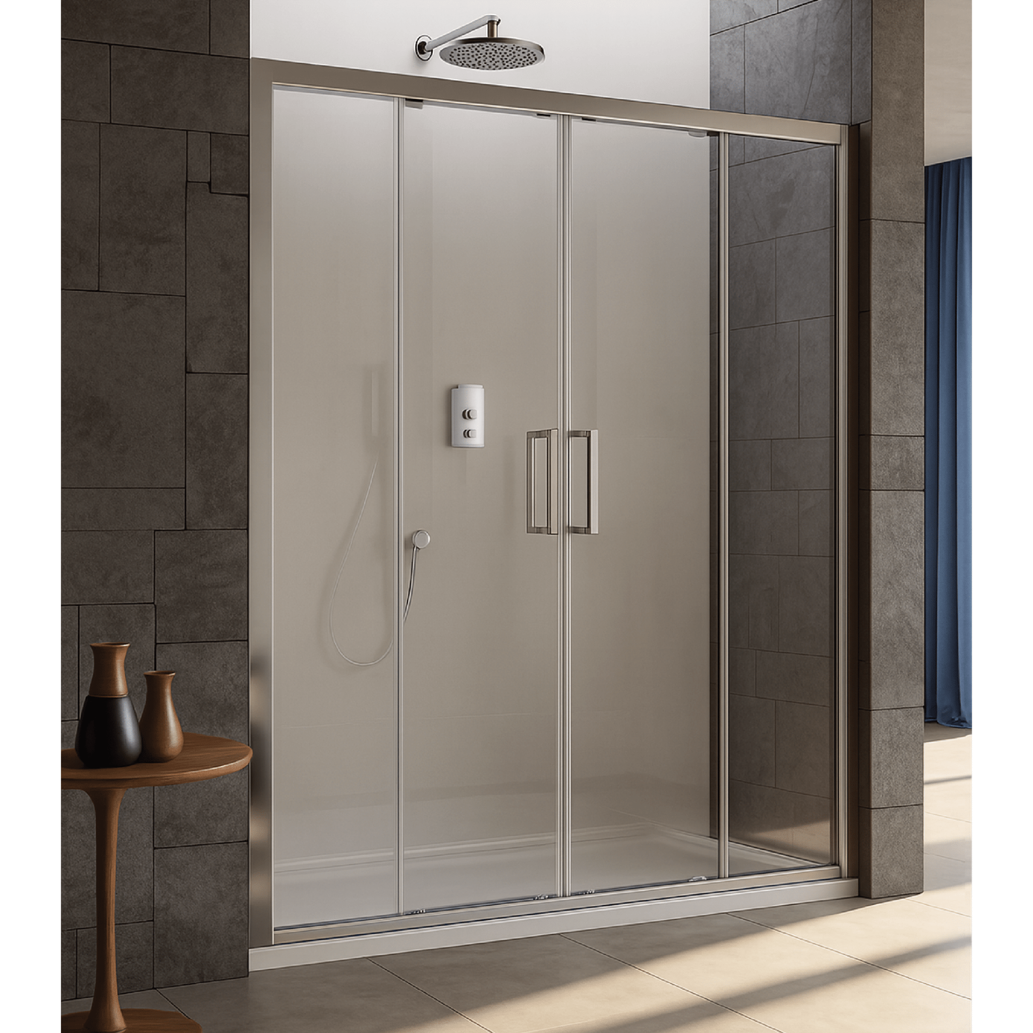 Box Doccia Scorrevole Con Doppia Porta 120 Cm Vanita Docce "Hera" Cromo Lucido/Vetro Trasparente