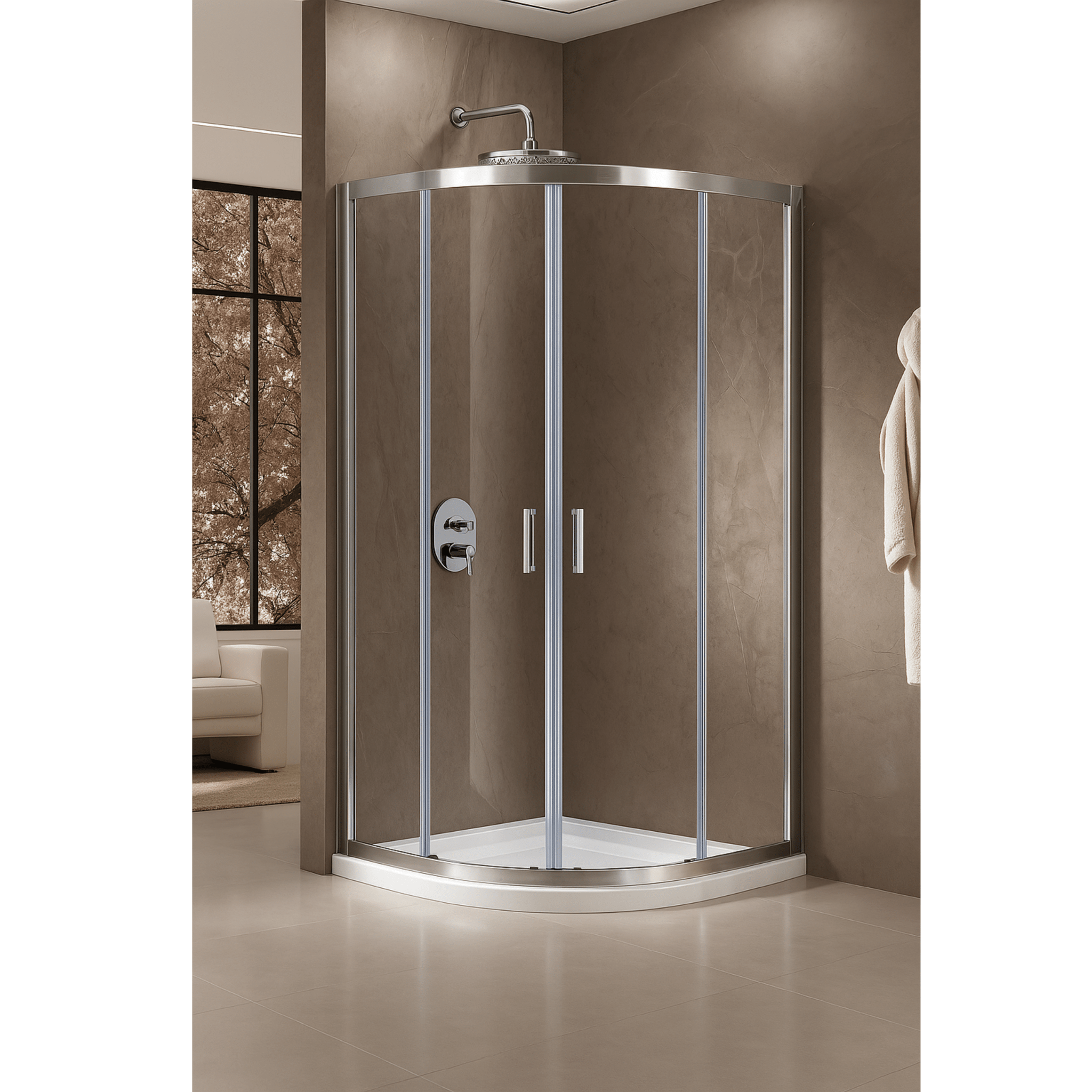 Box Doccia Semicircolare Angolare 80x80 Giava "Nice" Argento Lucido/Vetro Trasparente