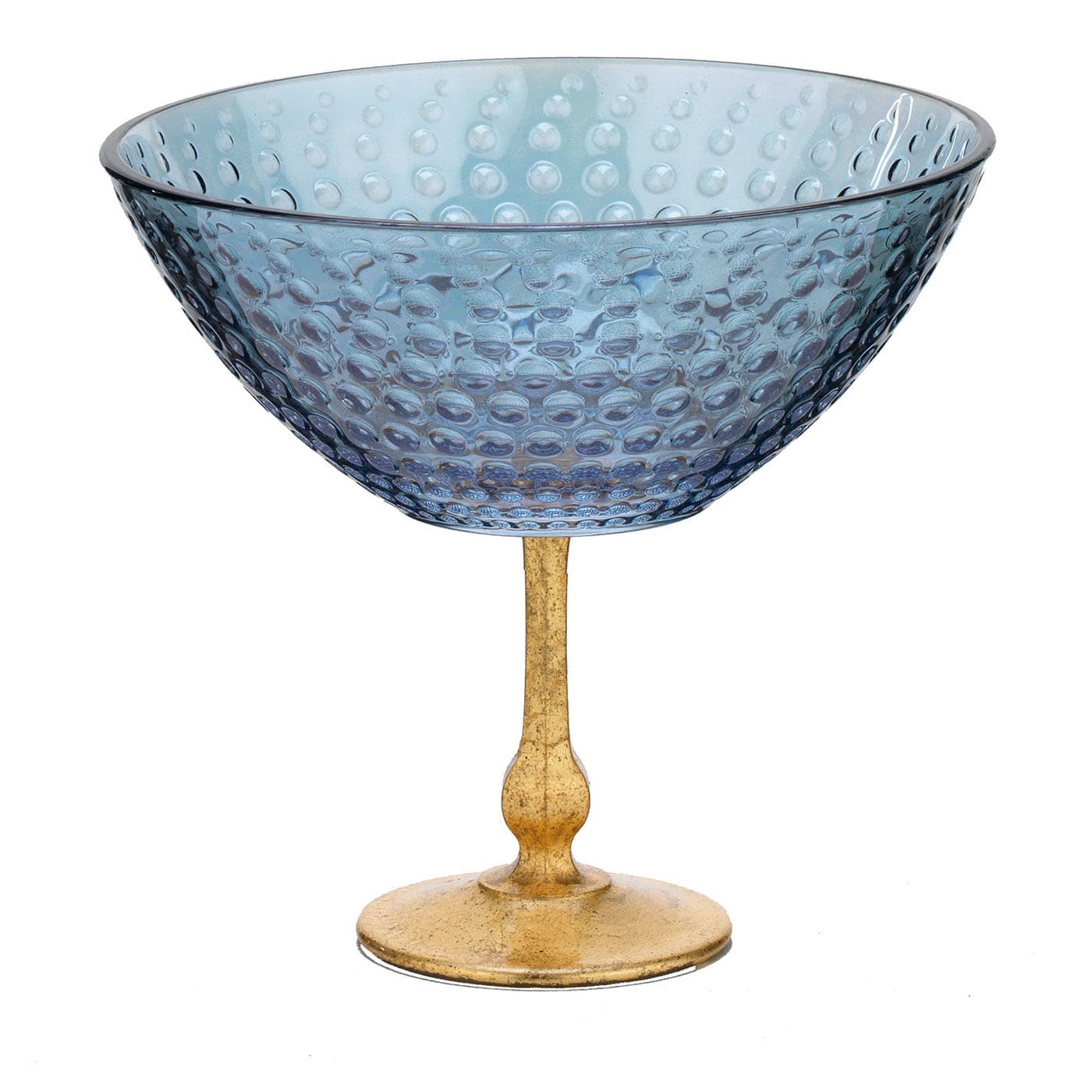 Ciotola con piedistallo Astra in foglia blu e oro
