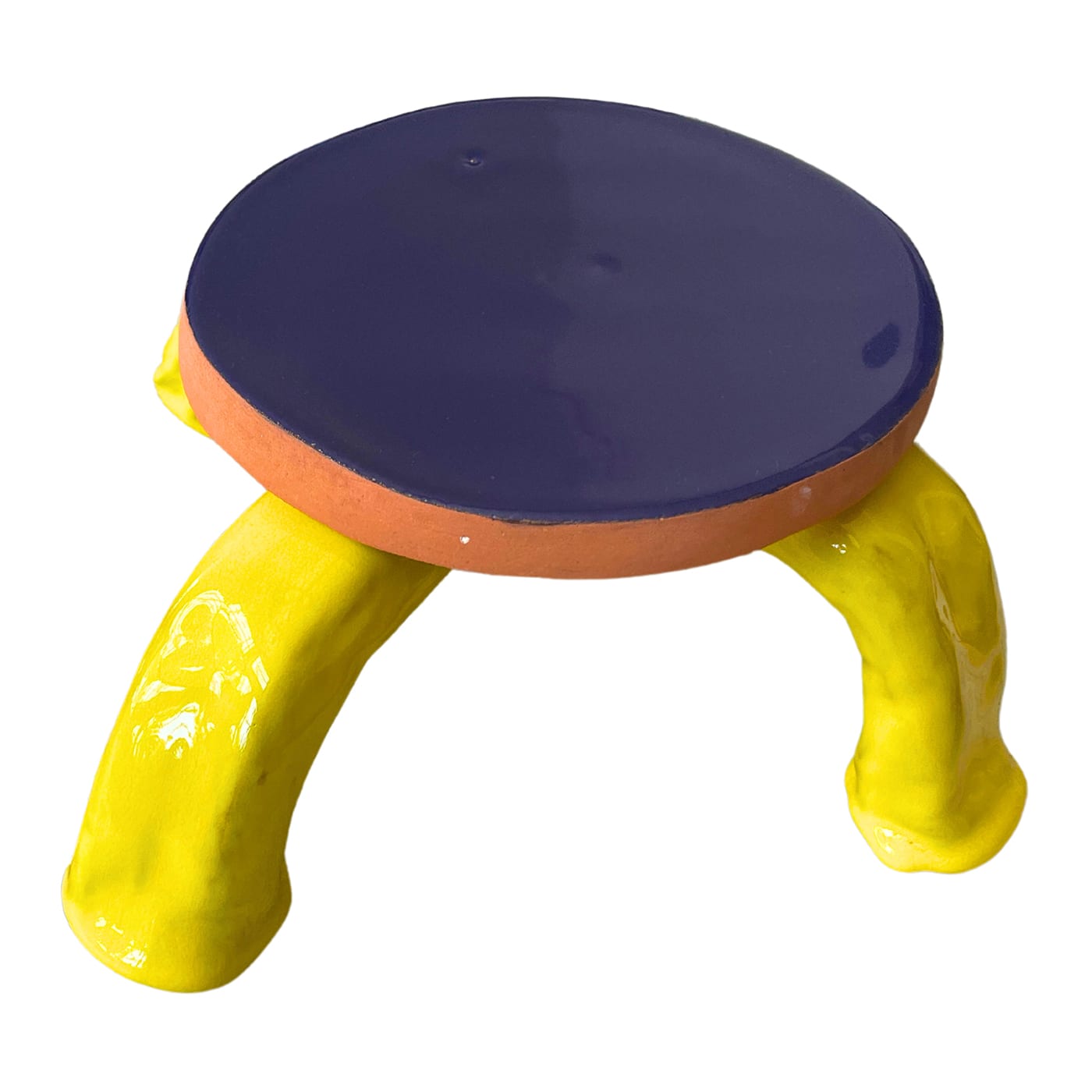 Alzata in Ceramica Serie Fungo Blu Marino e Giallo Cadmio