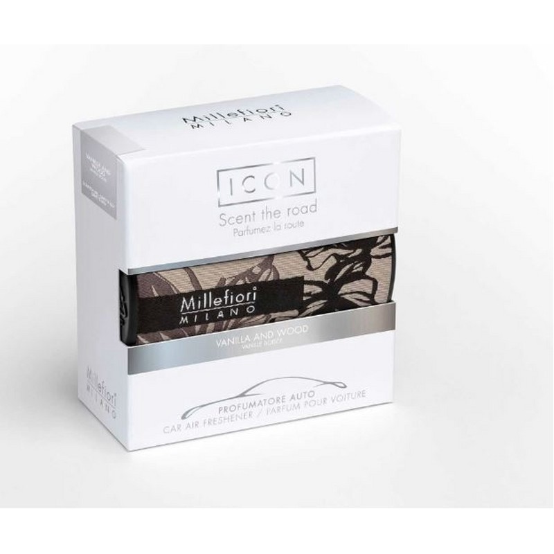 CAR AIR FRESHENER ICON COLLEZ. TEXTILE FLORAL VANILLA & WOOD MILLEFIORI MILANO