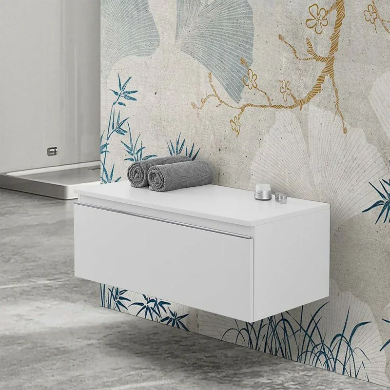 Cassettone sospeso bagno 80 cm bianco lucido Iside