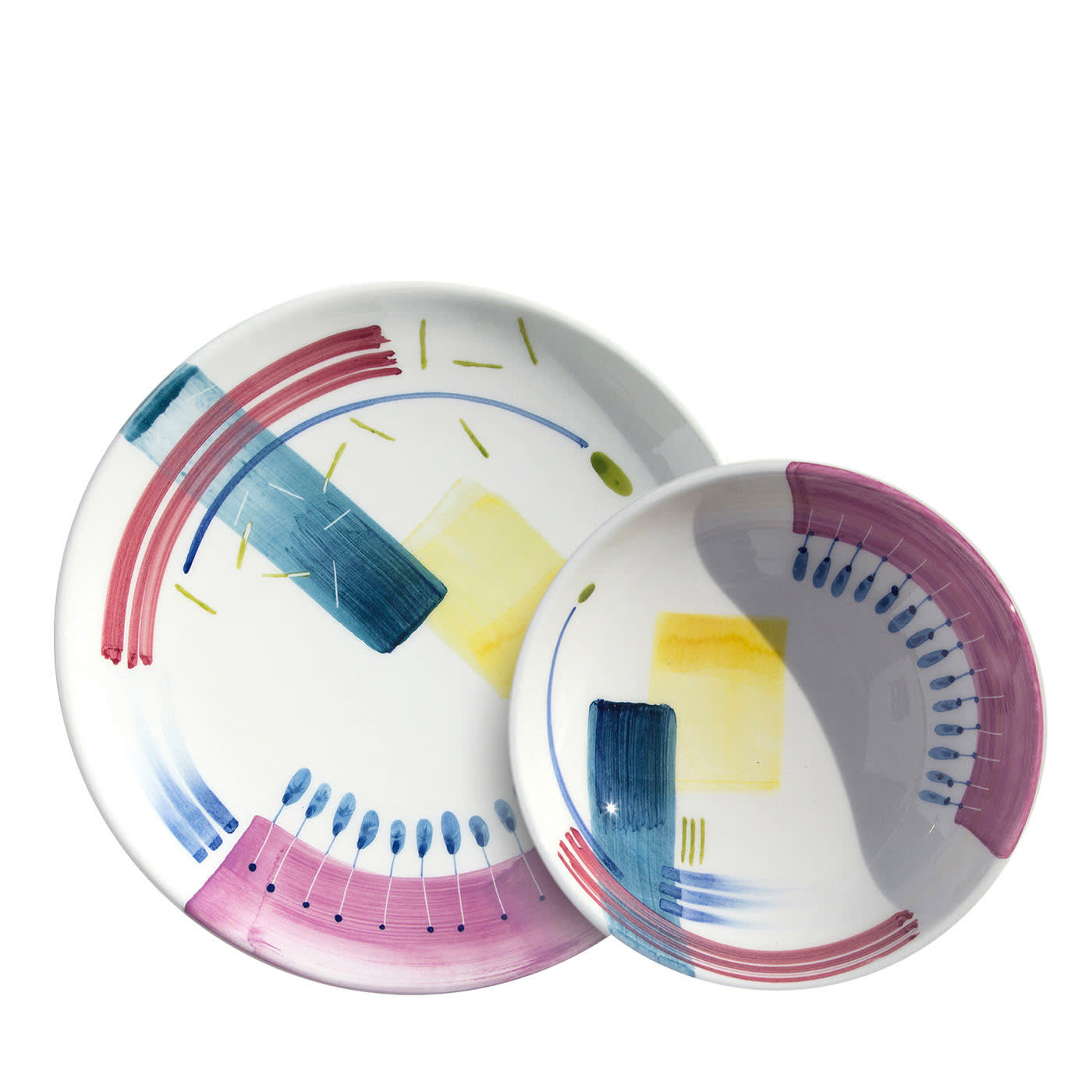 Set di 2 piatti da pranzo e da zuppa Viola Orchestra