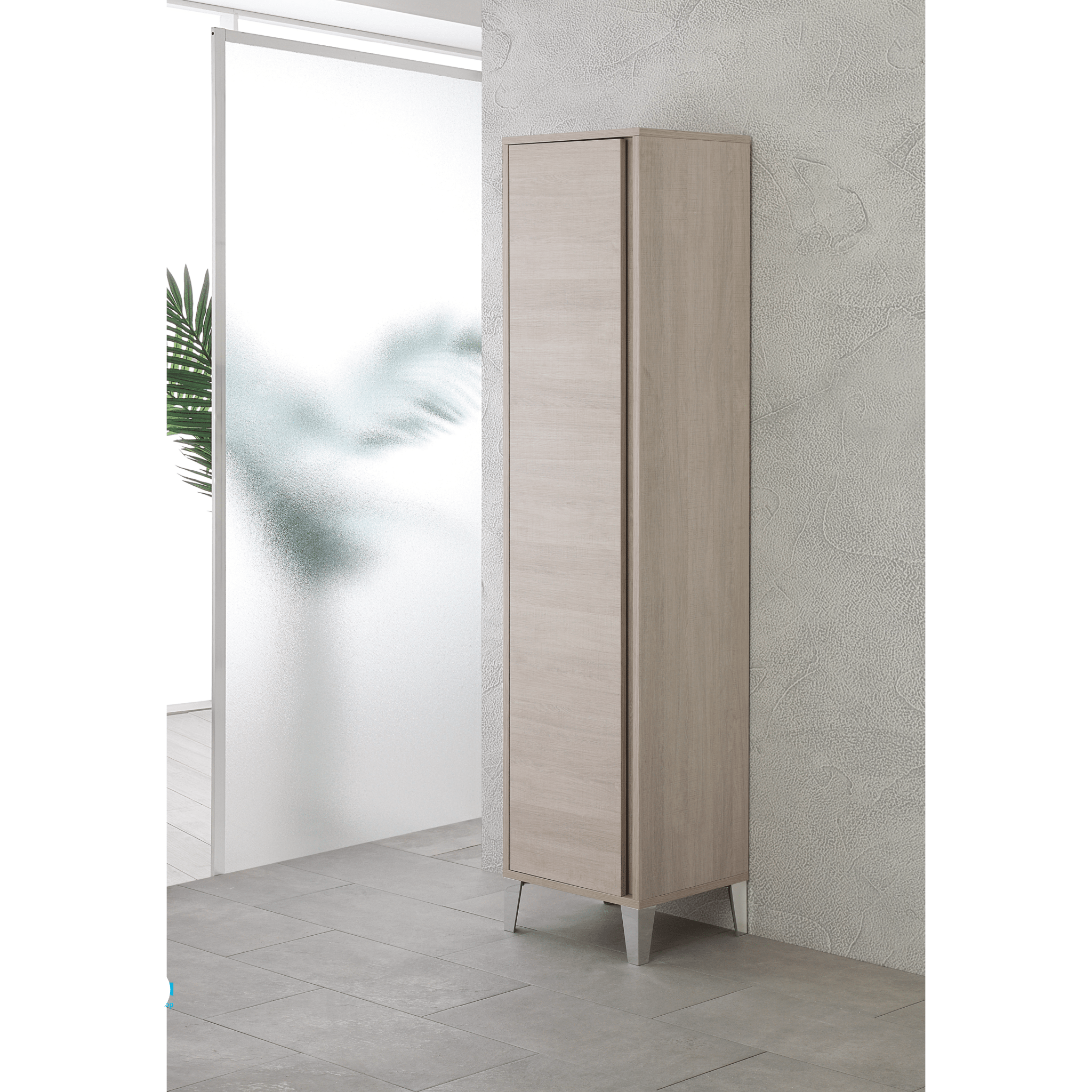 Colonna Armadio/Portascopa a Terra 183 Cm Un'Anta Feridras "Mondo 2.0" Rovere Chiaro