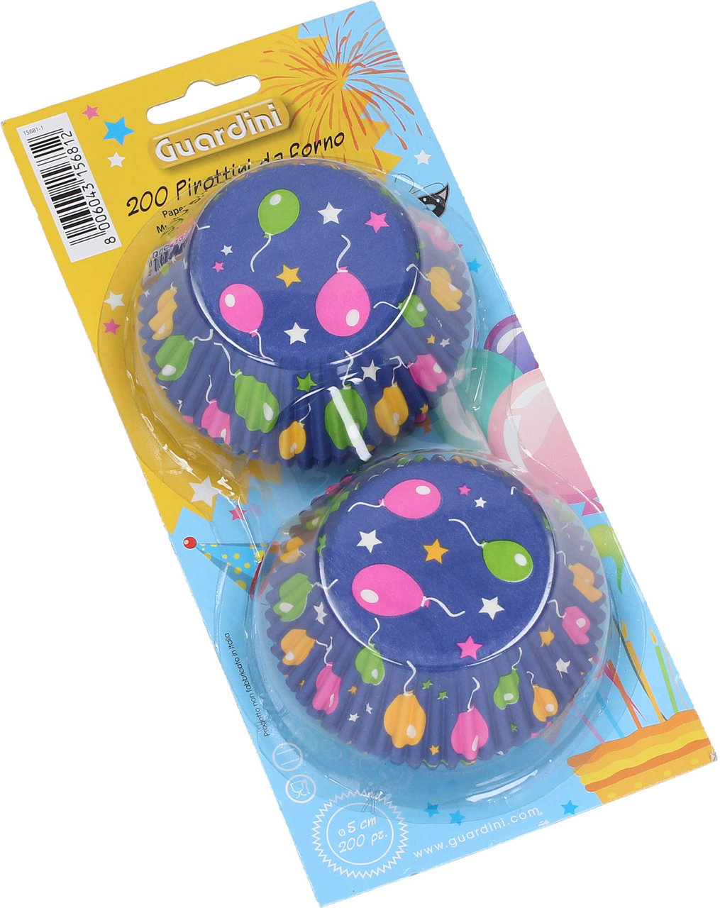 Confezione 200 Pirottini Da Forno Blu Con Palloncini