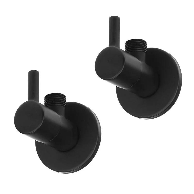 Coppia valvole da arresto tonde nero opaco attacchi 1/2G x 3/8G