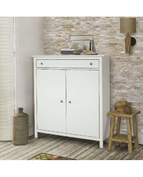 CREDENZA LIBRERIA SCARPIERA IN LEGNO COL BIANCO OPACO