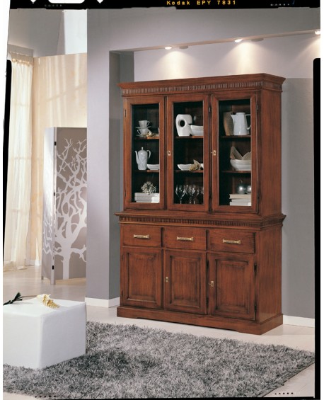 CRISTALLIERA CREDENZA LEGNO COLORE NOCE CON INTARSIO X SOGGIORNO PRODOTTO VENETO