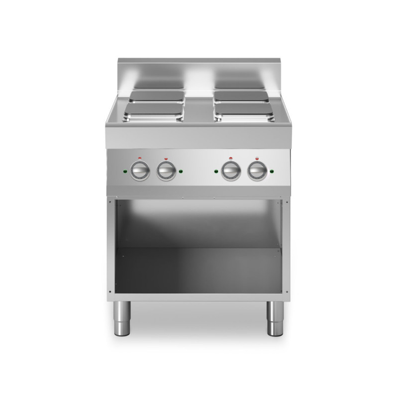 Cucina elettrica 2 piastre quadrate su base armadiata aperta 40x70x85 cm