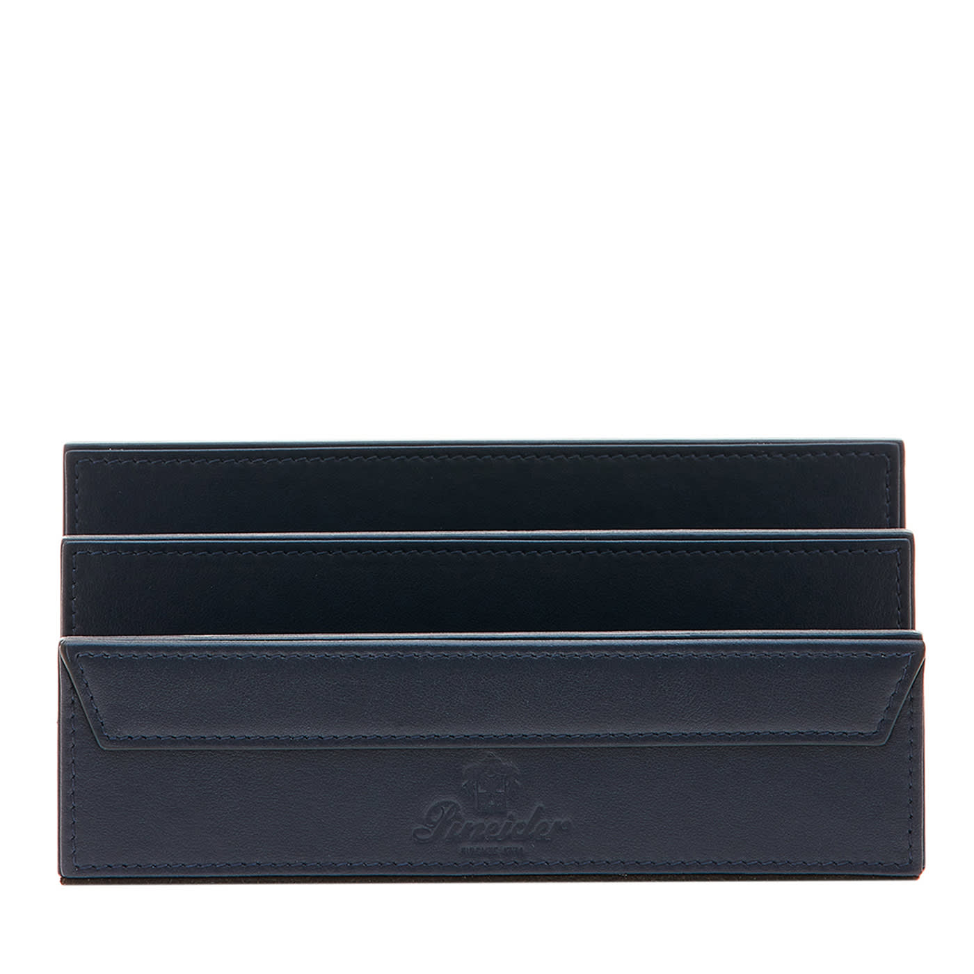 Portalettere pieghevole in pelle blu