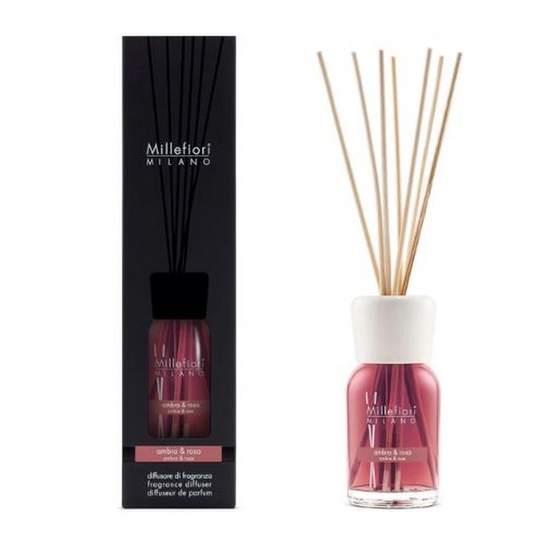 DIFFUSORE DI FRAGRANZA A STICK 100 ML AMBRA & ROSA MILLEFIORI MILANO
