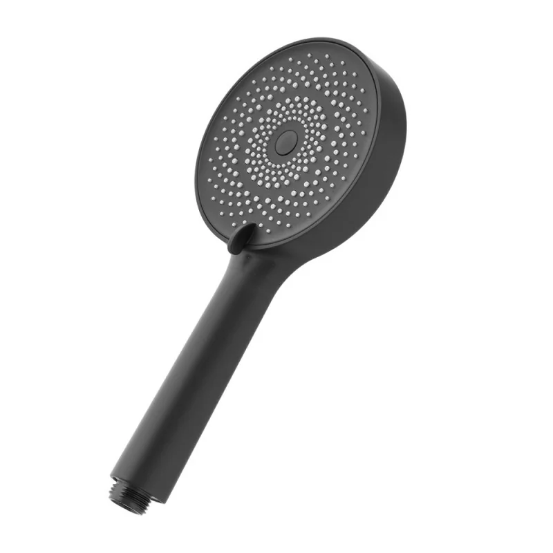 Doccetta tonda moderna 26cm nero opaco a tre getti in ABS anticalcare Hidra