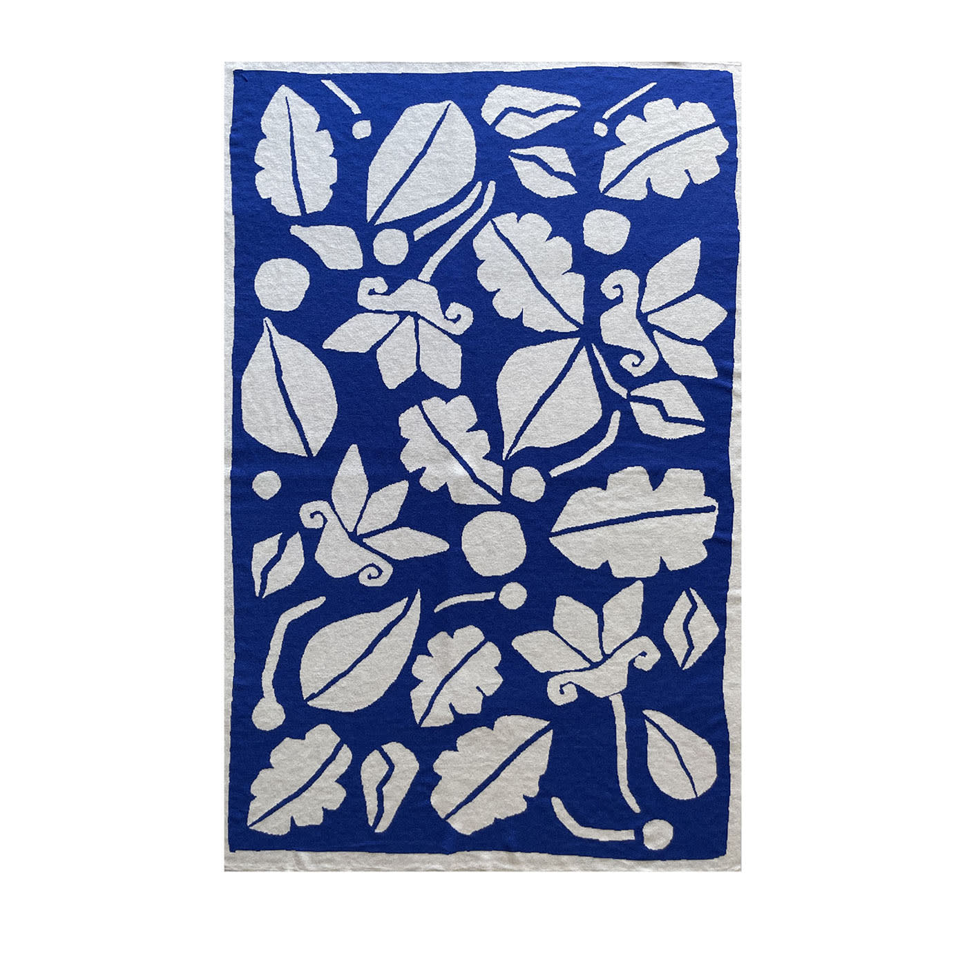 Arazzo/Coperta Radici Blu con Motivi Organici in Lana Merino