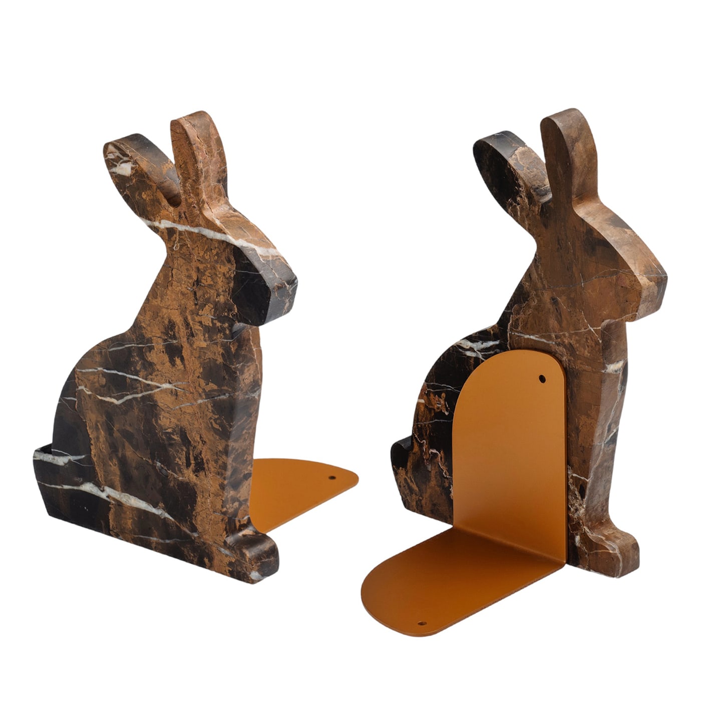 Set di 2 fermalibri neri e oro Bunny di Alessandra Grasso