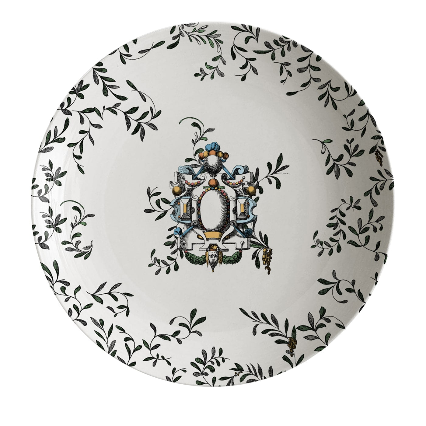 Pompei Piatto Fondo in porcellana con rami e gioiello #3