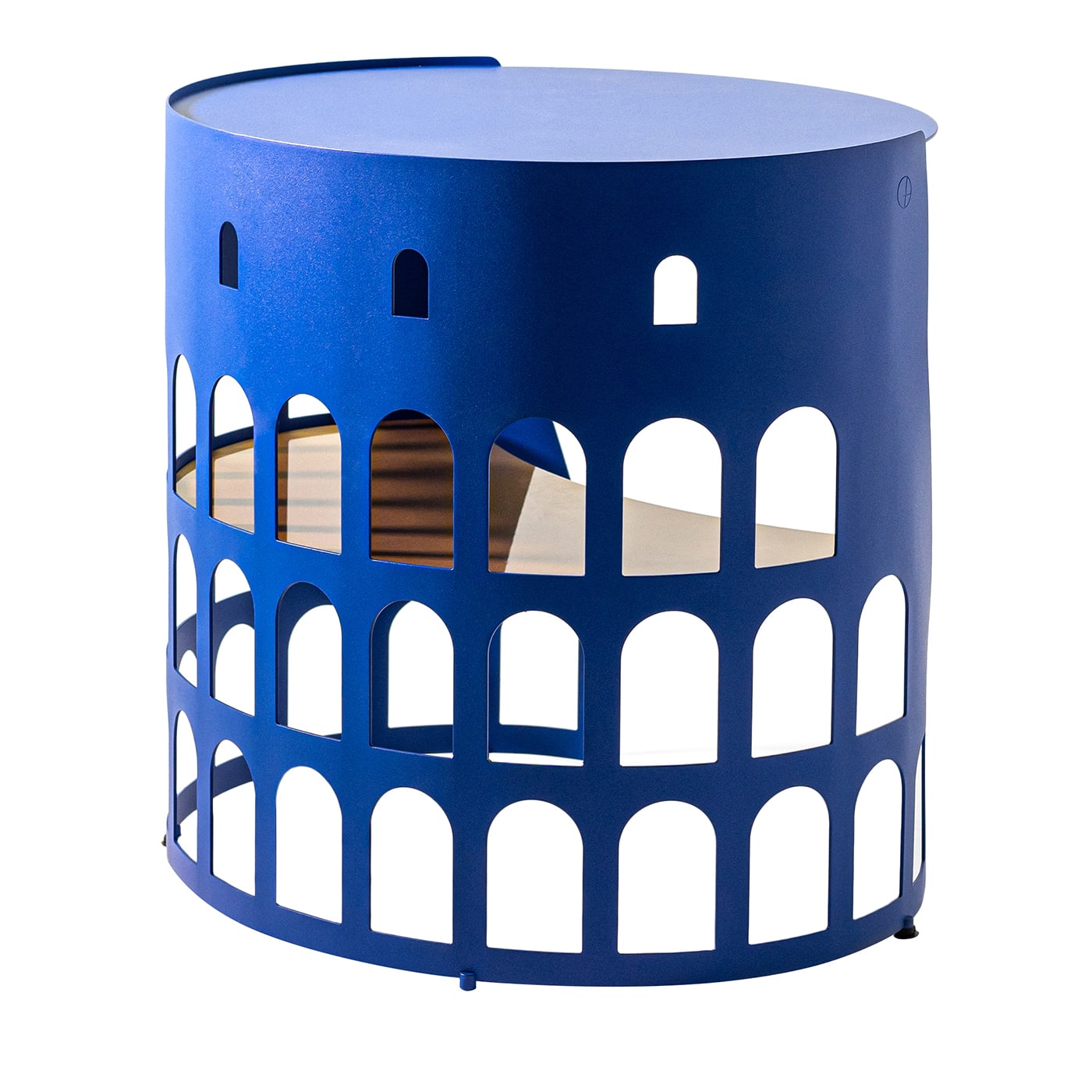 Flavio Tavolino in acciaio blu e oro