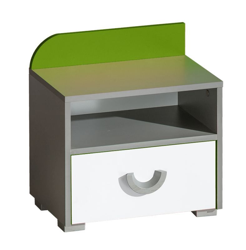 Camera dei giovani - comodino Klemens 12, colore: verde / bianco / grigio - dimensioni: 47 x 45 x 31 cm (h x l x p)