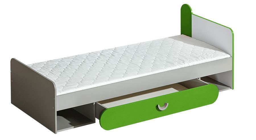 letto per bambini / letto per ragazzi Klemens 13, colore: verde / bianco / grigio - superficie di sdraio: 80 x 195 cm (L x L)