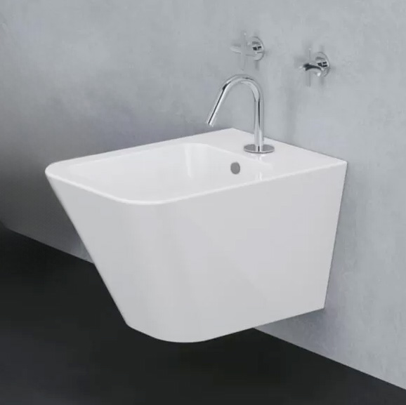 Bidet sospeso monoforo in ceramica con kit di fissaggio Build