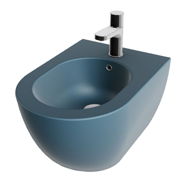 Bidet sospeso monoforo in ceramica con kit di montaggio Comoda