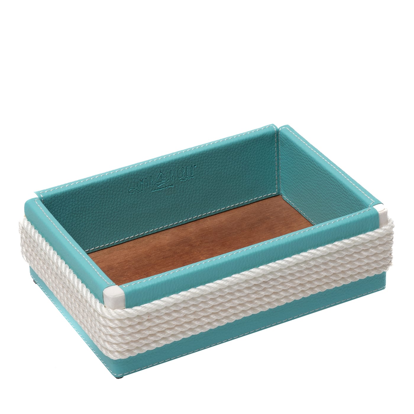 Videopoche rettangolare turchese e bianca