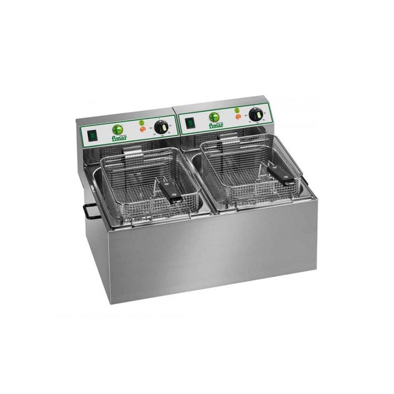 Friggitrice elettrica da banco Lt. 4+4 - Kw. 2.5 + 2.5