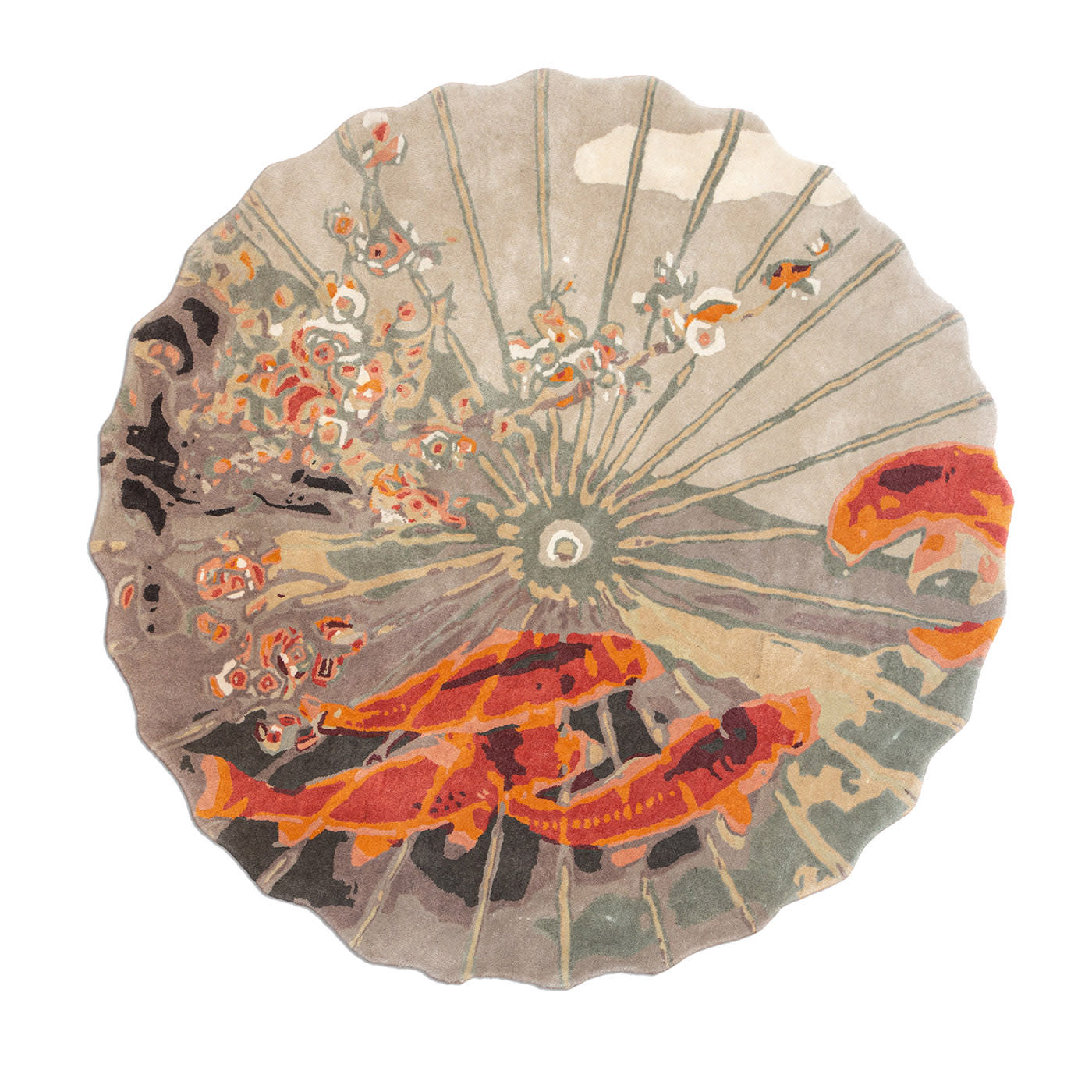 Tappeto Koi in lana trapuntata