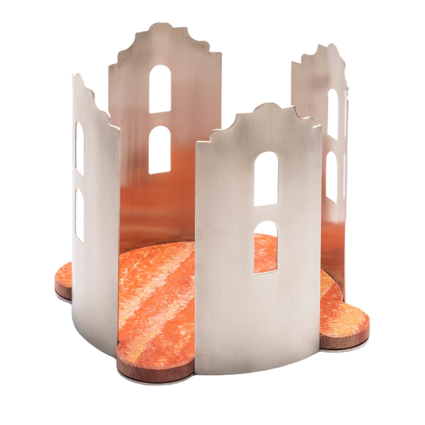 Centrotavola in travertino rosso Quattrocanti di Gabriele D'Angelo