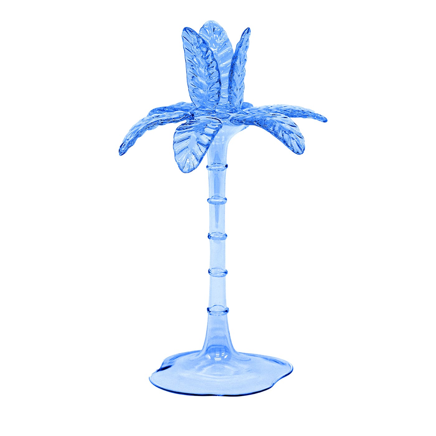 Portacandele Las Palmas grande in vetro soffiato blu