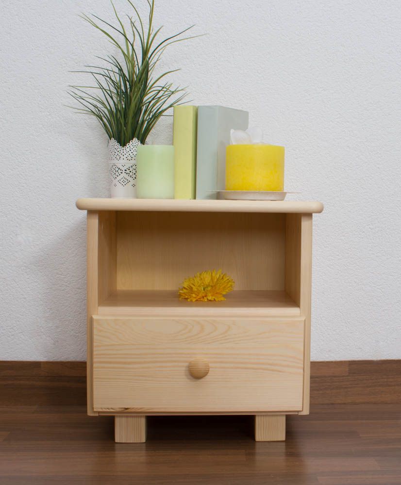 Comodino in pino massello naturale 004 - 43 x 43 x 33 cm (h x l x p)