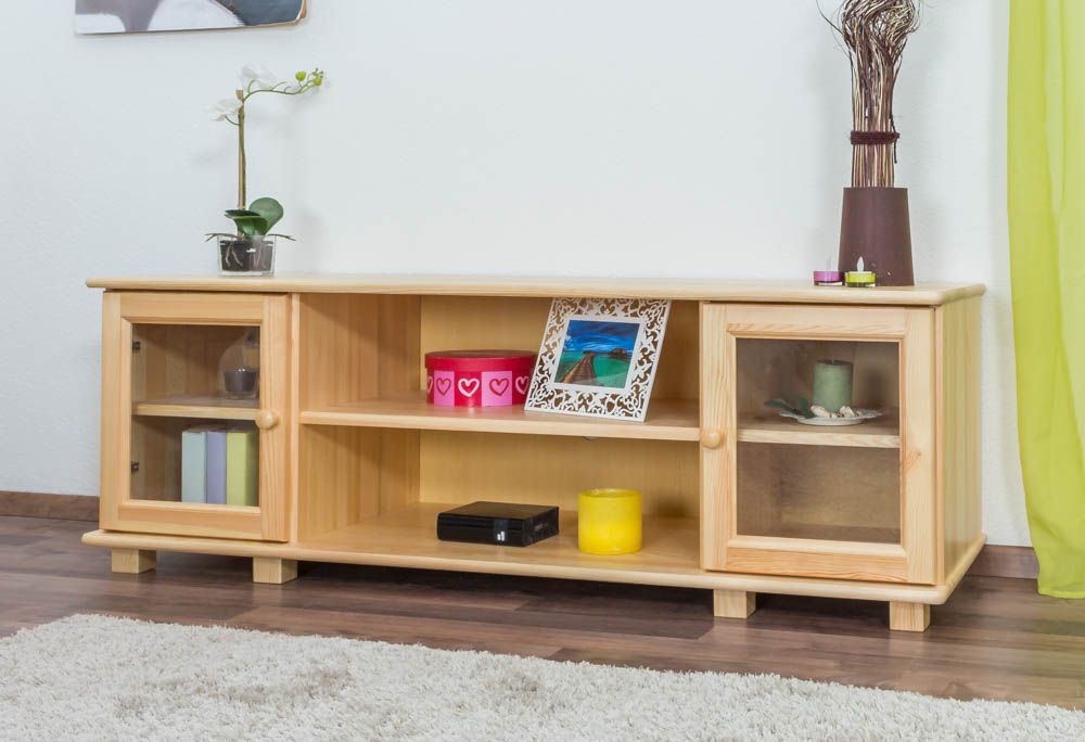 Mobile TV "004", pino massiccio, finitura naturale - 55 x 156 x 47 cm (h x l x p)