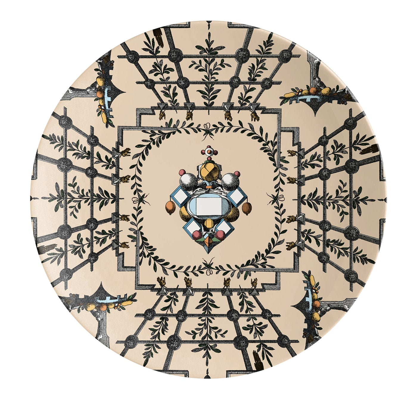 Pompei 2 piatti dessert in porcellana con disegno geometrico #6