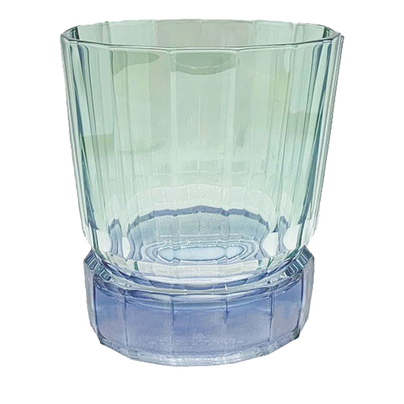 Set di 2 bicchieri tumbler piccoli blu-verdi con base di Duccio