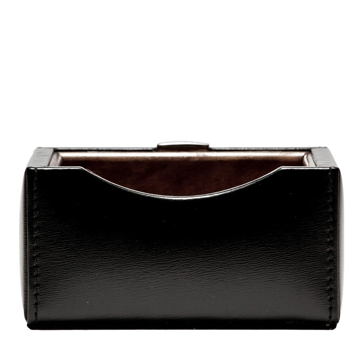 Porta biglietti da visita da scrivania in pelle nera