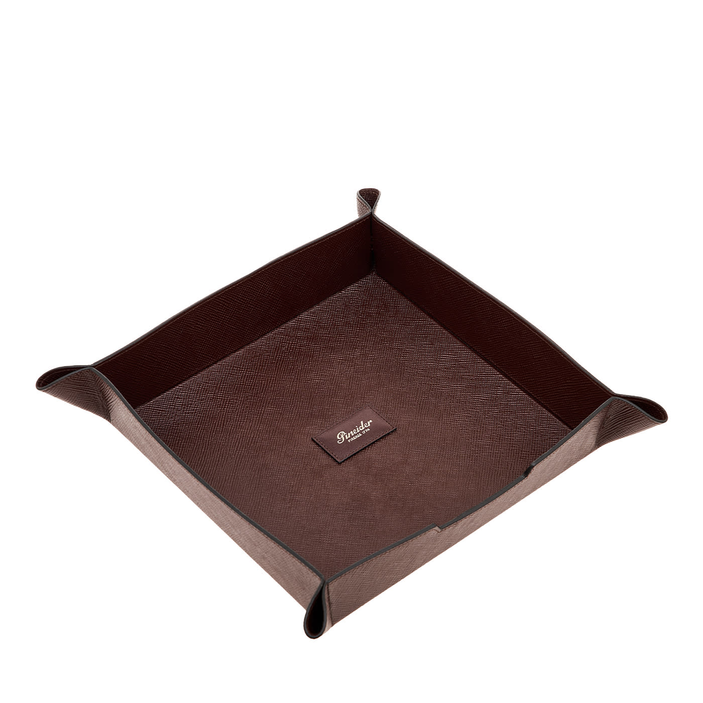 Vassoio portavalori in pelle marrone Franzi