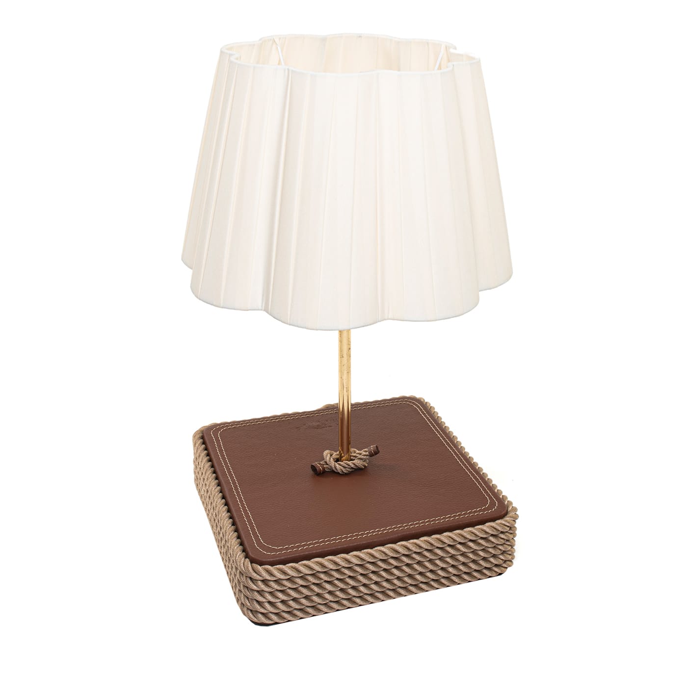Lampada da tavolo beige a base quadrata grande