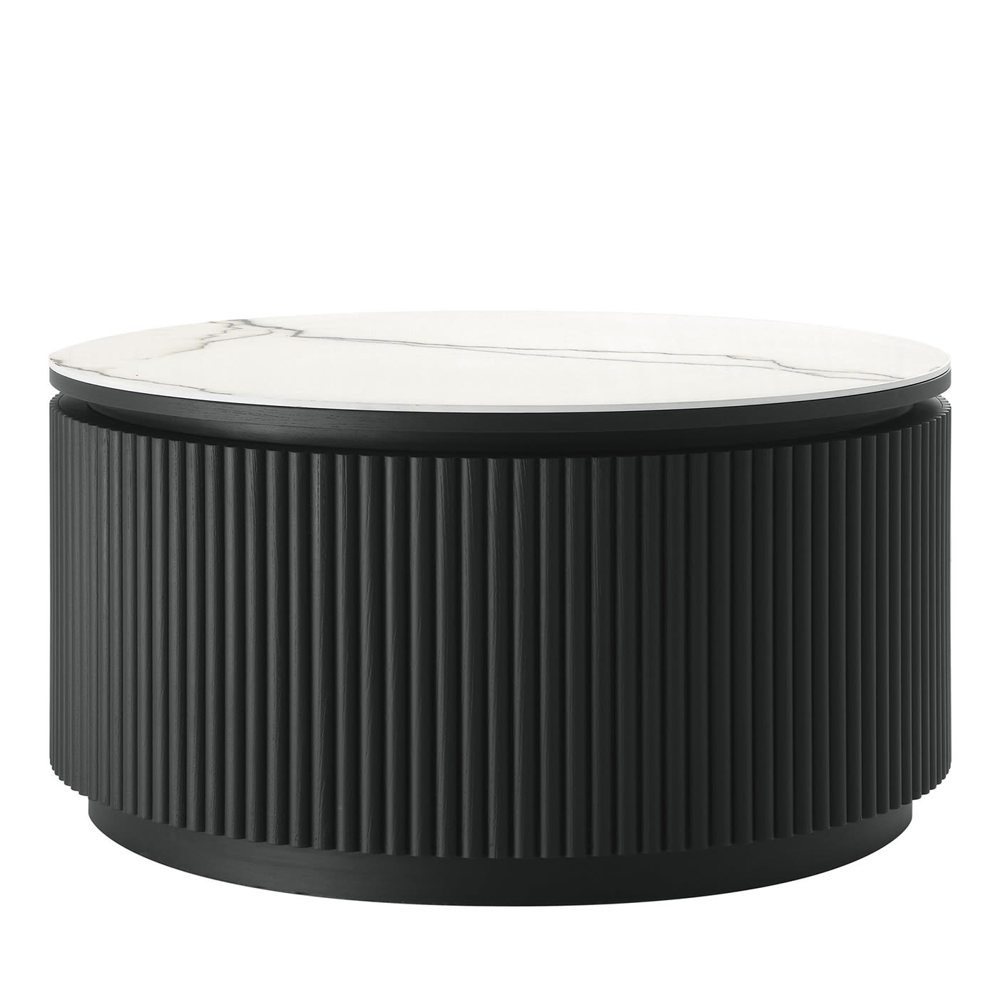 Colummn Legno di frassino nero con piano in ceramica Tavolino da caffè rotondo