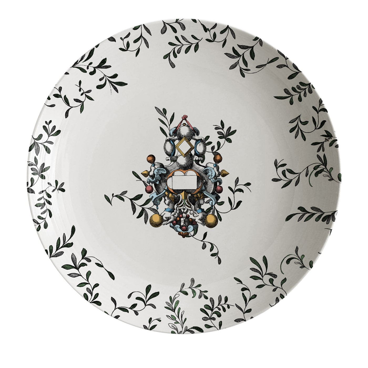 Pompei Piatto Fondo in porcellana con rami e gioiello #2