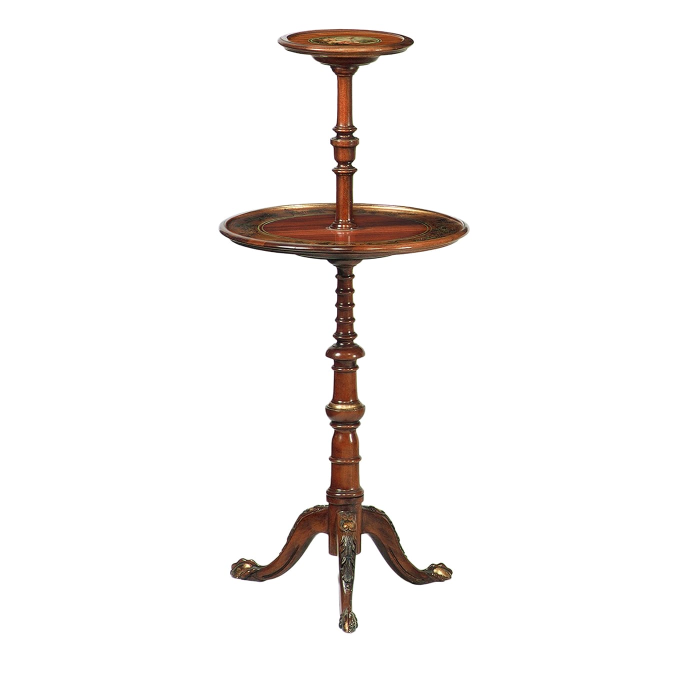 Etagère a 2 ripiani dipinta a mano in stile Chippendale