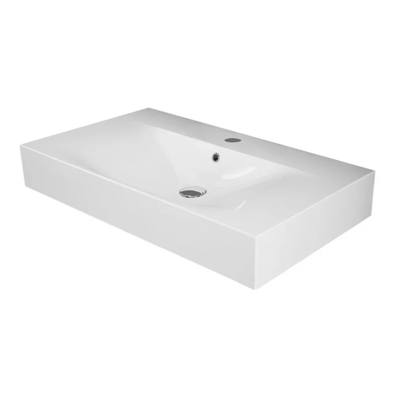 Lavabo sospeso 80cm in ceramica bianca Rak Des