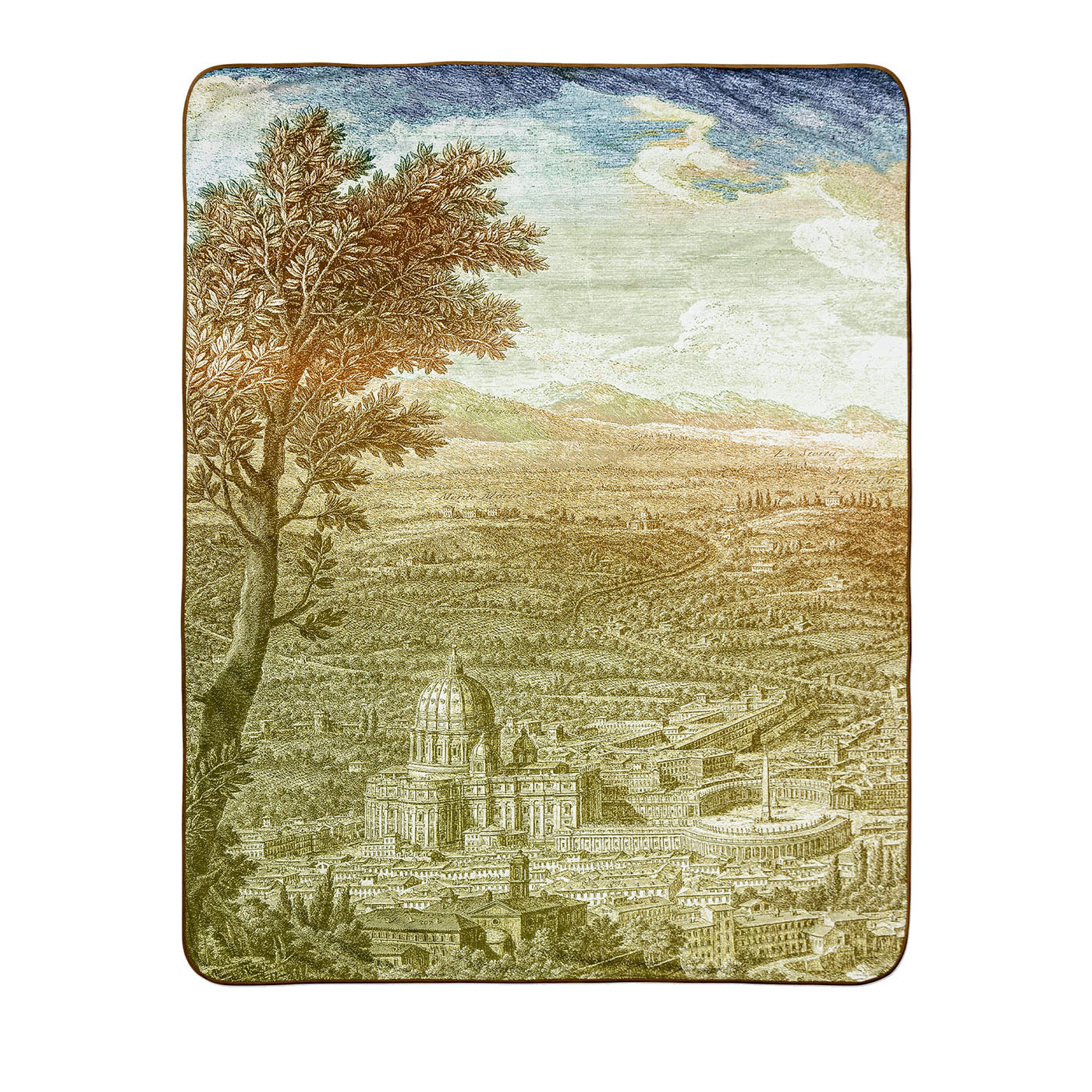 Roma Plaid in velluto con veduta di Roma
