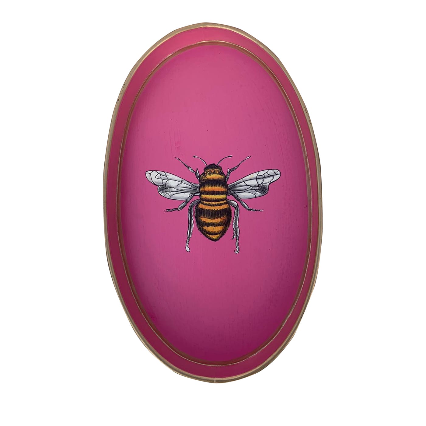 Vassoio in ferro rosa dipinto a mano Fauna #2